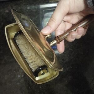 Vintage Brass Crumb Catcher with Brush